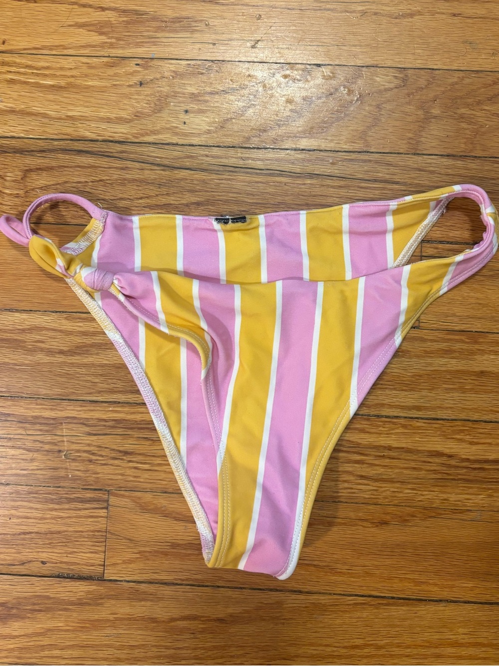 For Love & Lemons Pink and Yellow Striped Bikini Bottom